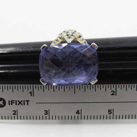 Vintage Size 7 Sterling Large Purple Glass Ring - Picture 7 of 8